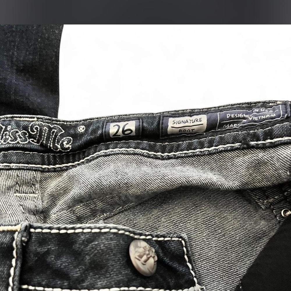 Miss Me Dark Blue Rhinestone Accent bootcut Jeans - Picture 5 of 5
